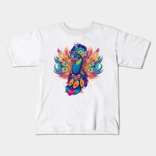 Rainbow of Peacock Delight Kids T-Shirt